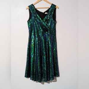 Grace Karin Blue And Green Sequin Festive Dress